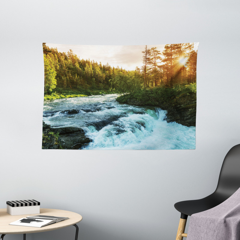 Sunrise Springtime Pines Wide Tapestry