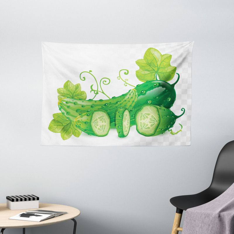 Juicy Cucumber Graphic Wide Tapestry