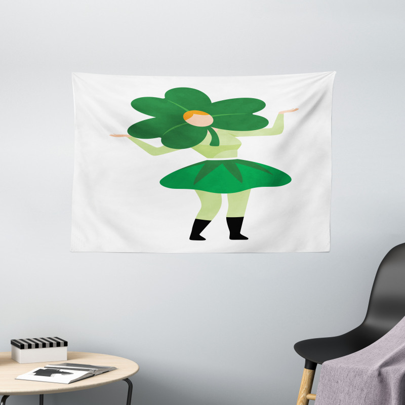 Lucky Clover Hat Wide Tapestry