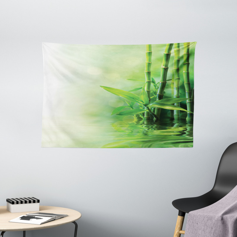 Spa Bamboos Trees Wide Tapestry