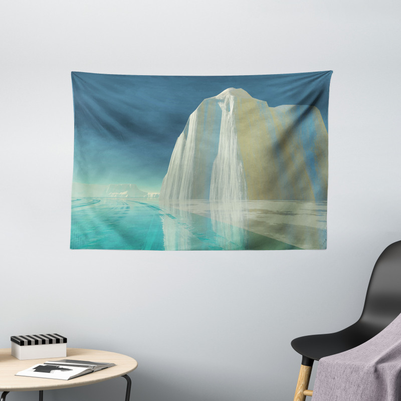 Graphic Frigid by the Sea Wide Tapestry