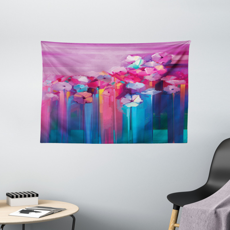 Vibrant Flower Wide Tapestry