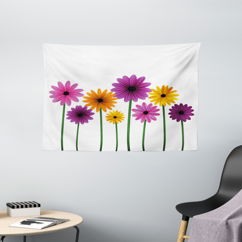 Simple Spring Flowers Wide Tapestry