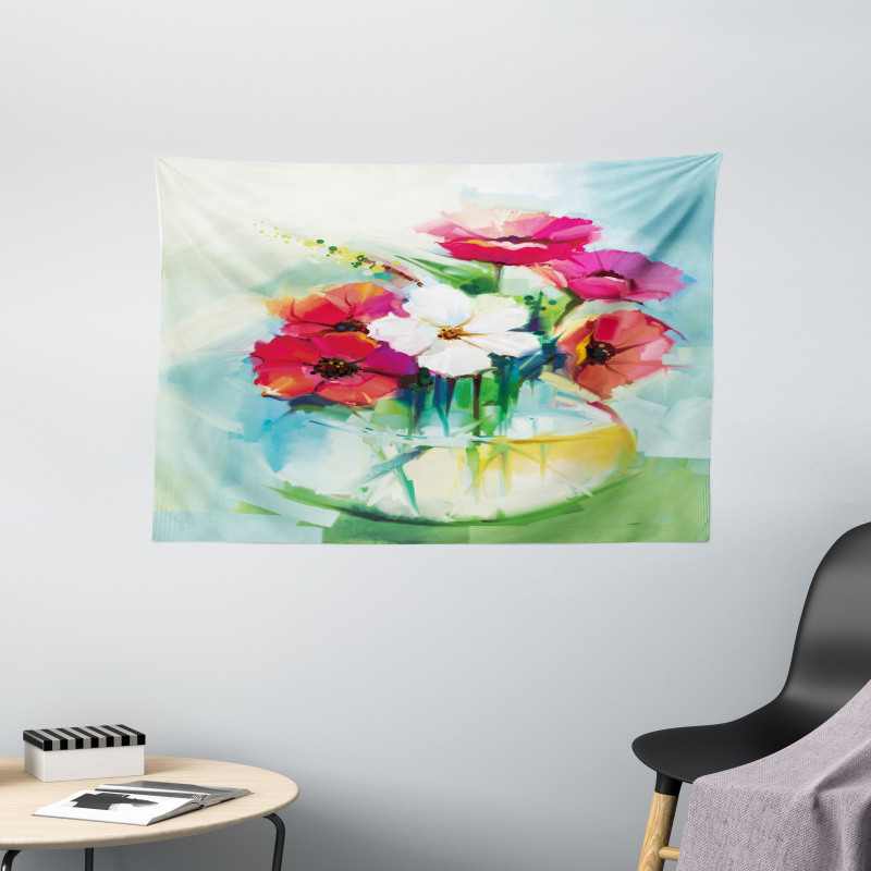 Flowers in a Vase Art Wide Tapestry