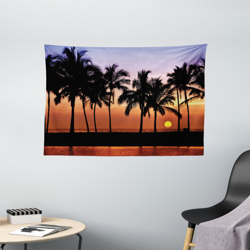 Sunset on Big Island Wide Tapestry