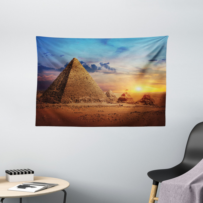 Desert and Pyramids Dusk Wide Tapestry