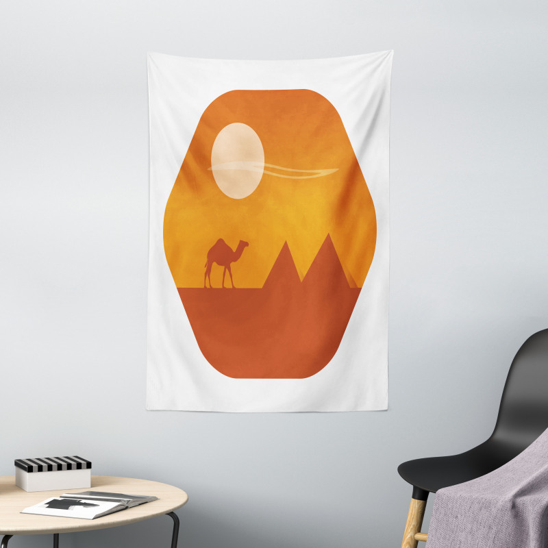 Sun Camel and Pyramids Art Tapestry