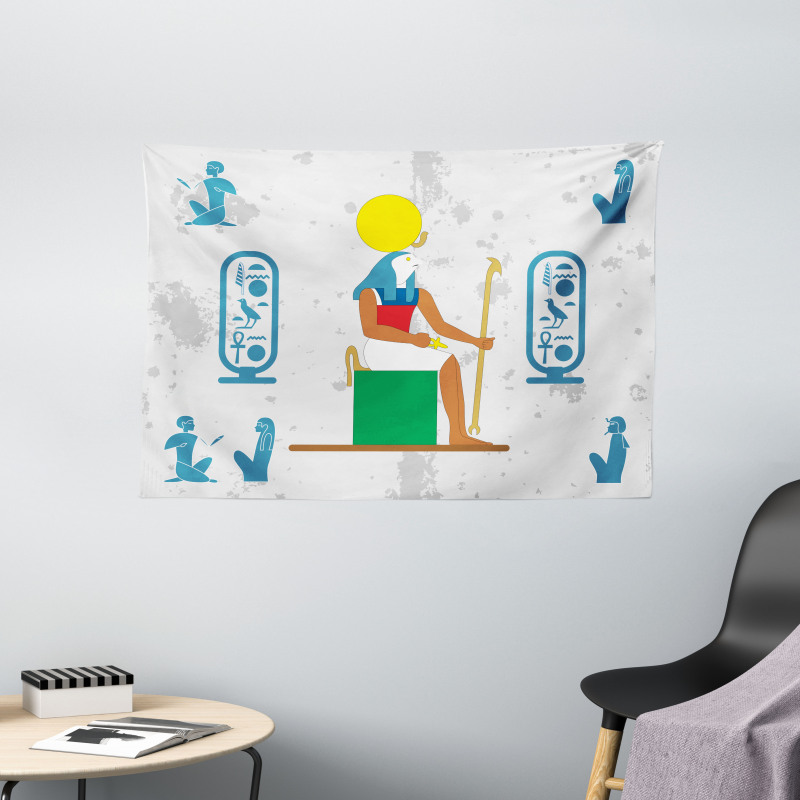 Half Human Bird Character Wide Tapestry