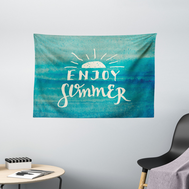 Enjoy Summer on Watercolor Wide Tapestry