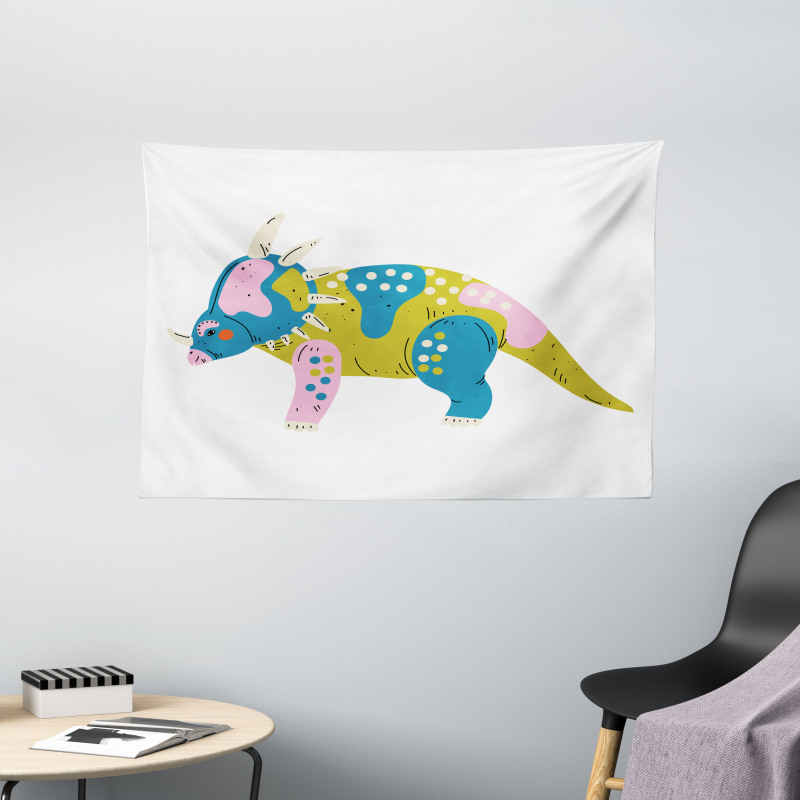 Prehistoric Animal Cartoon Wide Tapestry