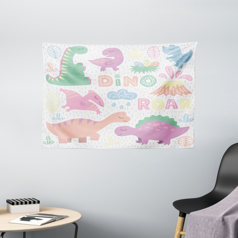 Baby T-Rex Nursery Theme Art Wide Tapestry