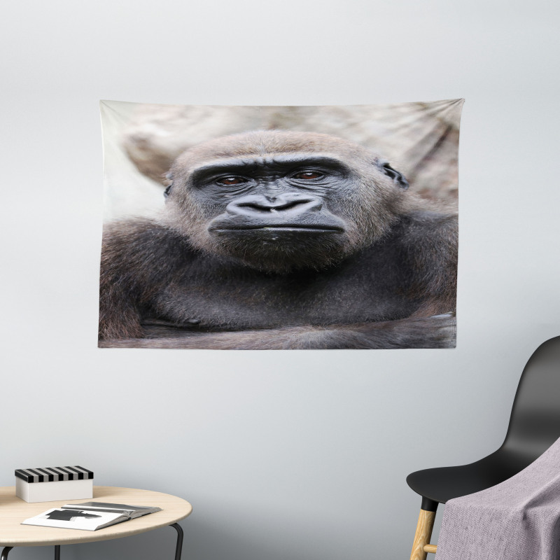 Close up Young Male Gorilla Wide Tapestry