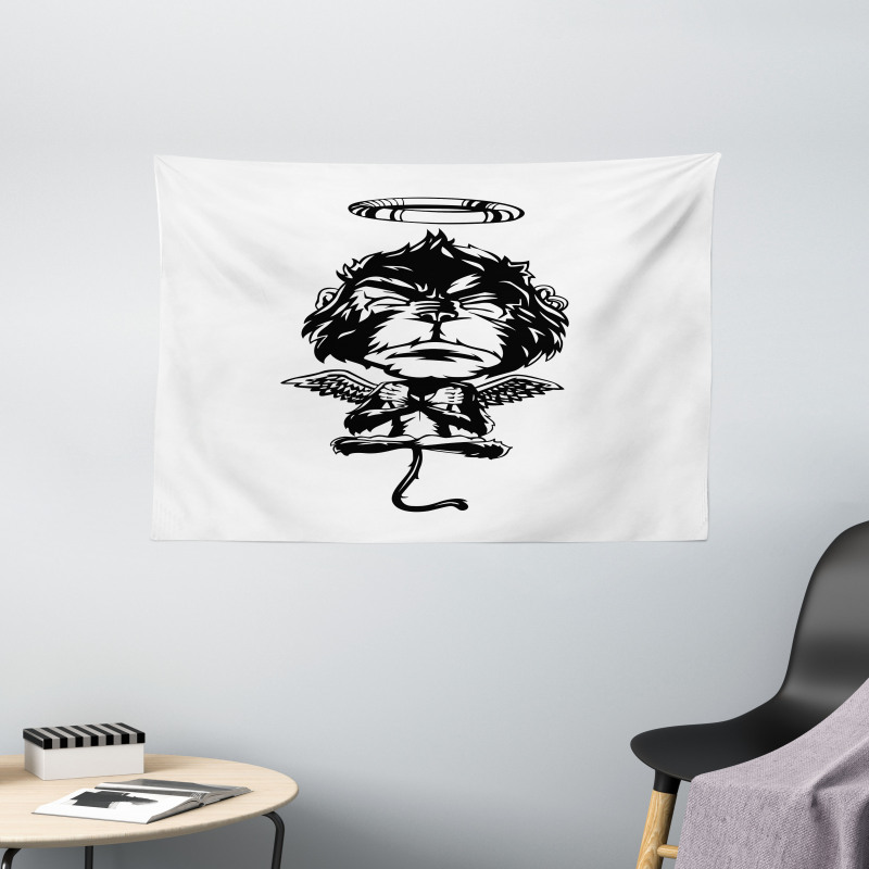 Angelic Monkey with Wings Wide Tapestry