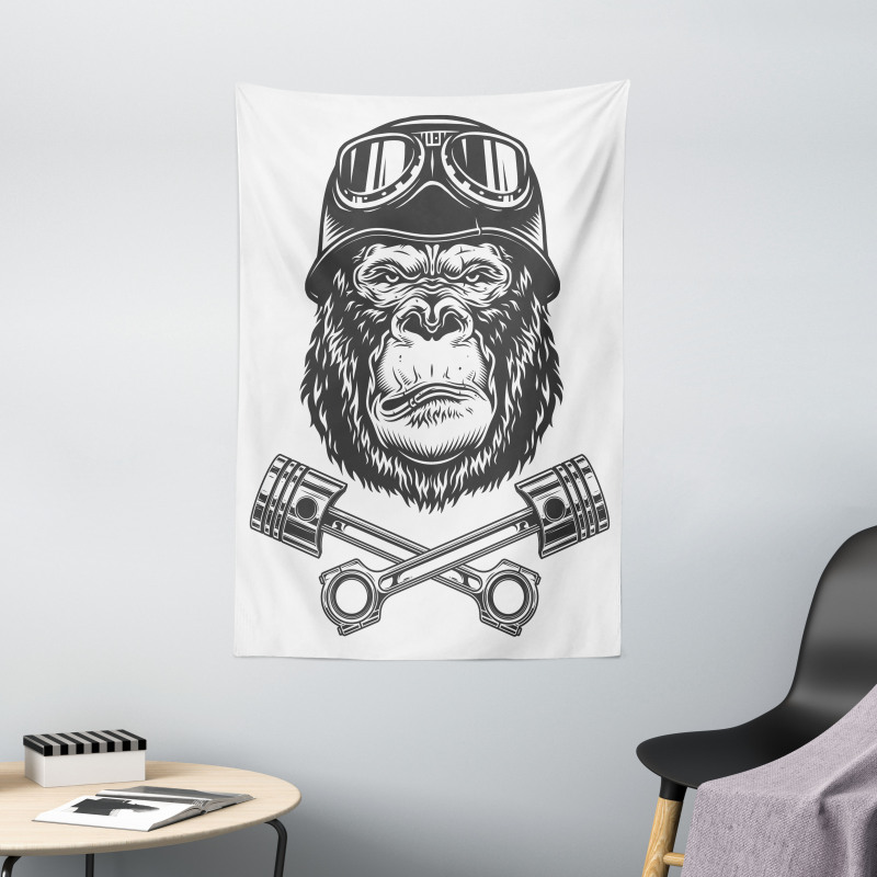 Vintage Style Serious Biker Tapestry