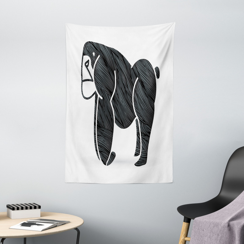 Angry Graphic Ape Standing Tapestry