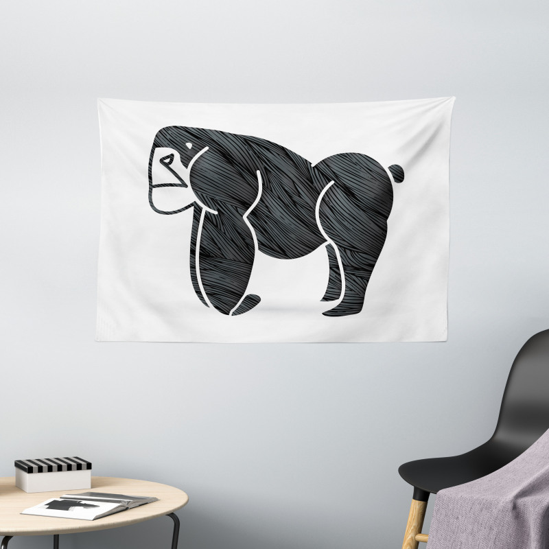 Angry Graphic Ape Standing Wide Tapestry