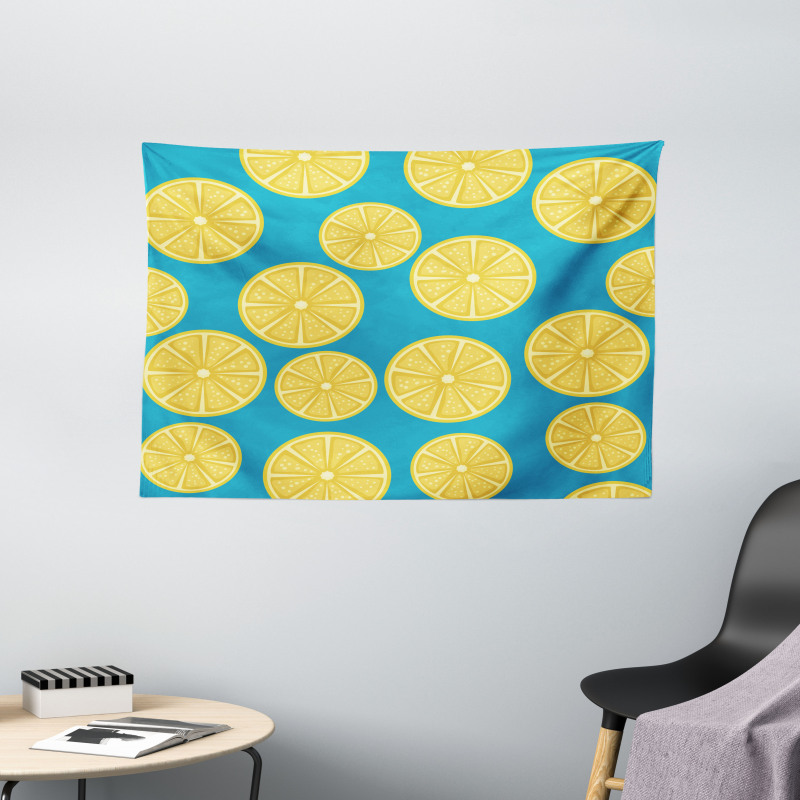 Vivid Citrus Slices Art Wide Tapestry