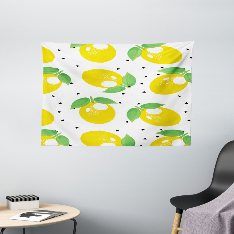 Cheery Citrus Fruits Art Wide Tapestry