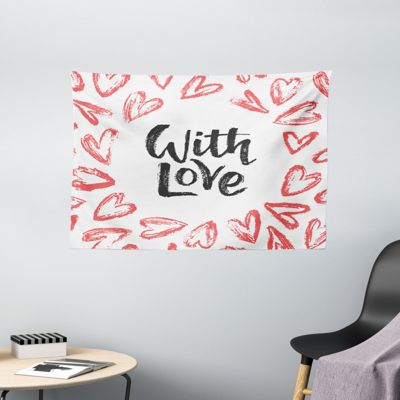 Love Hearts Wide Tapestry