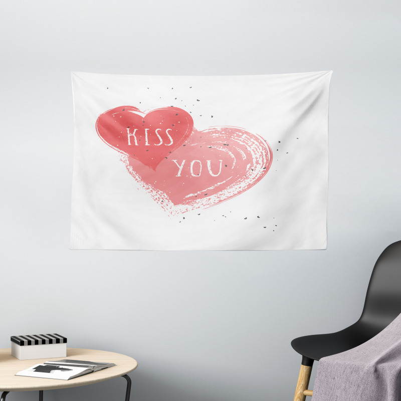 Kiss You Hearts Wide Tapestry