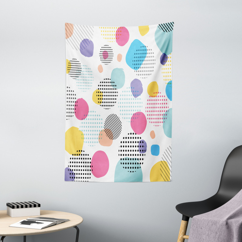 Colorful Spots Stripes Tapestry