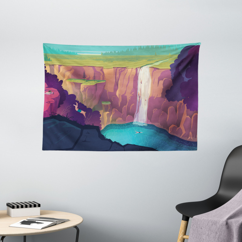 Rural Scene Waterfall Wide Tapestry