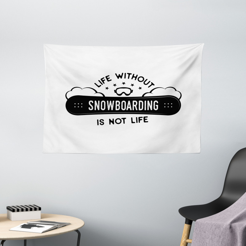 Snowboarding Calligraphy Wide Tapestry