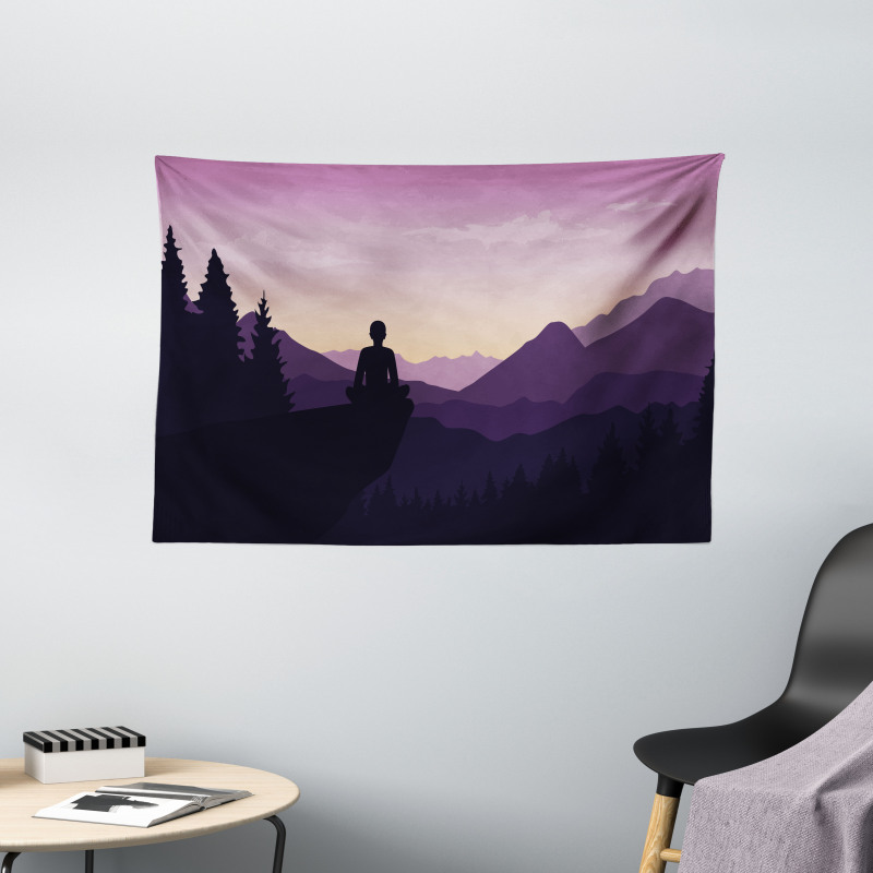 Man Enjoying the View Wide Tapestry