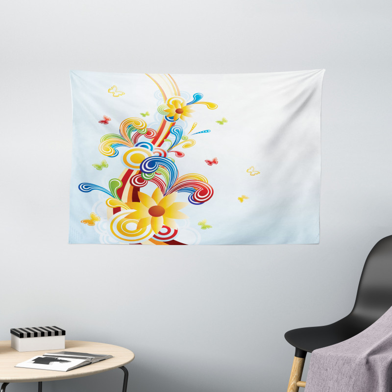 Funky Vertical Wave Wide Tapestry