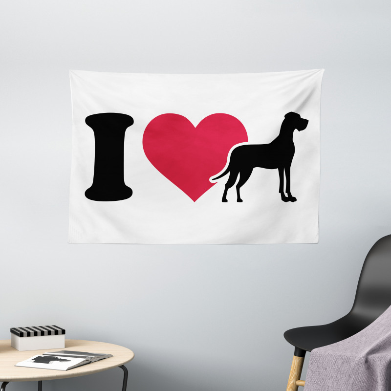 Classic Heart Dog Lover Wide Tapestry