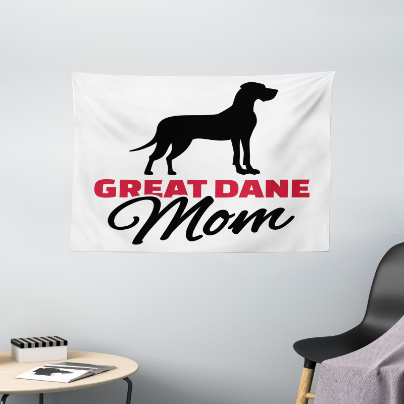 Dog Mom Lettering Wide Tapestry