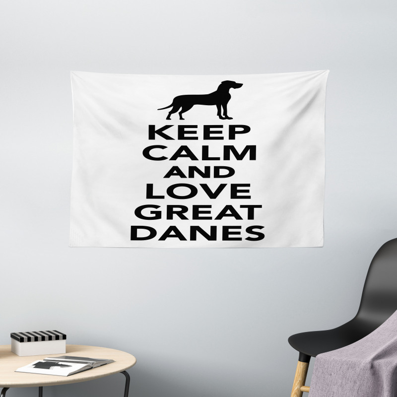 Keep Calm and Love Text Wide Tapestry