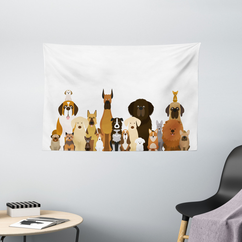 Various Breeds Funny Posing Wide Tapestry