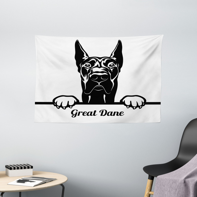 Peeking Big Breed Dog Wide Tapestry