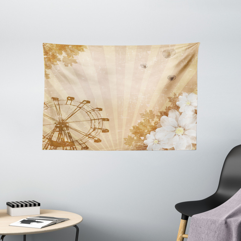 Vintage Flora Fun Ride Wide Tapestry