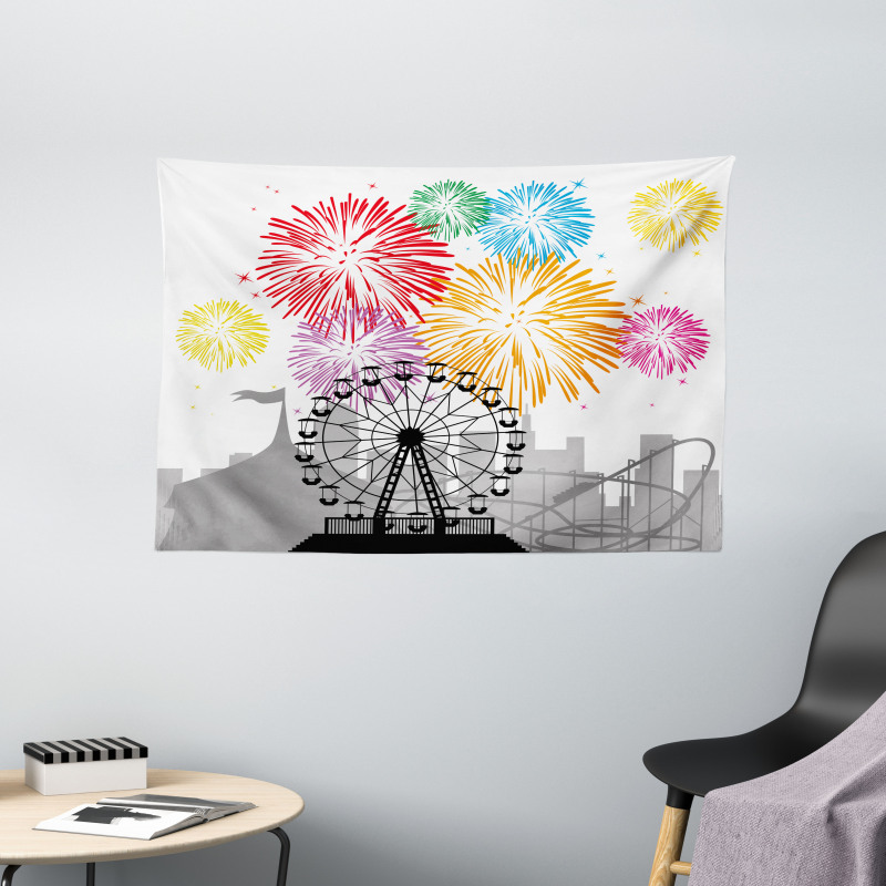 Fireworks Circus Fun Wide Tapestry