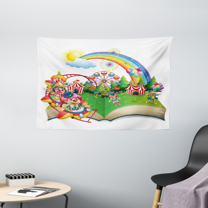 Rainbows and Clowns Wide Tapestry