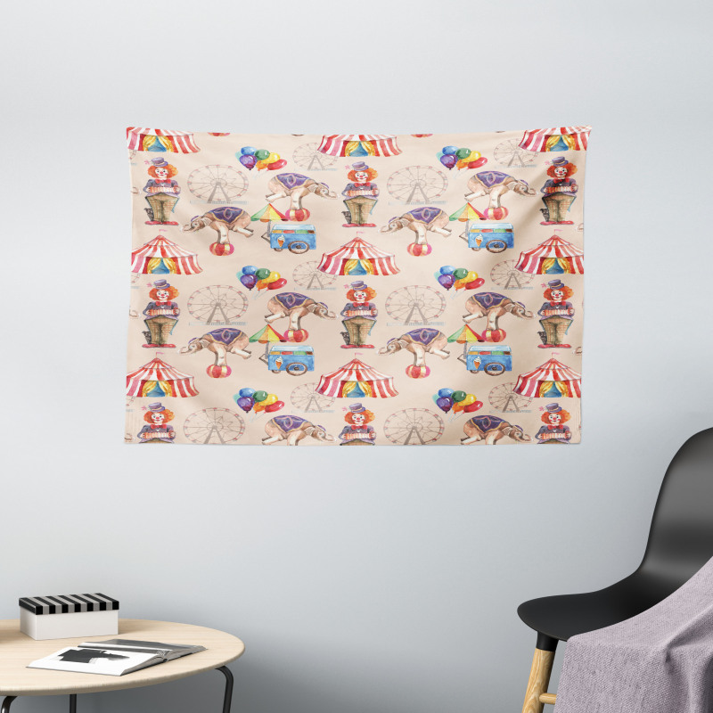 Watercolor Circus Art Wide Tapestry