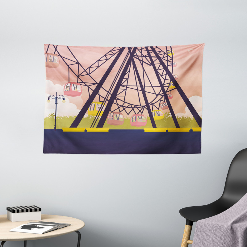 Cartoonish Fun Ride Wide Tapestry