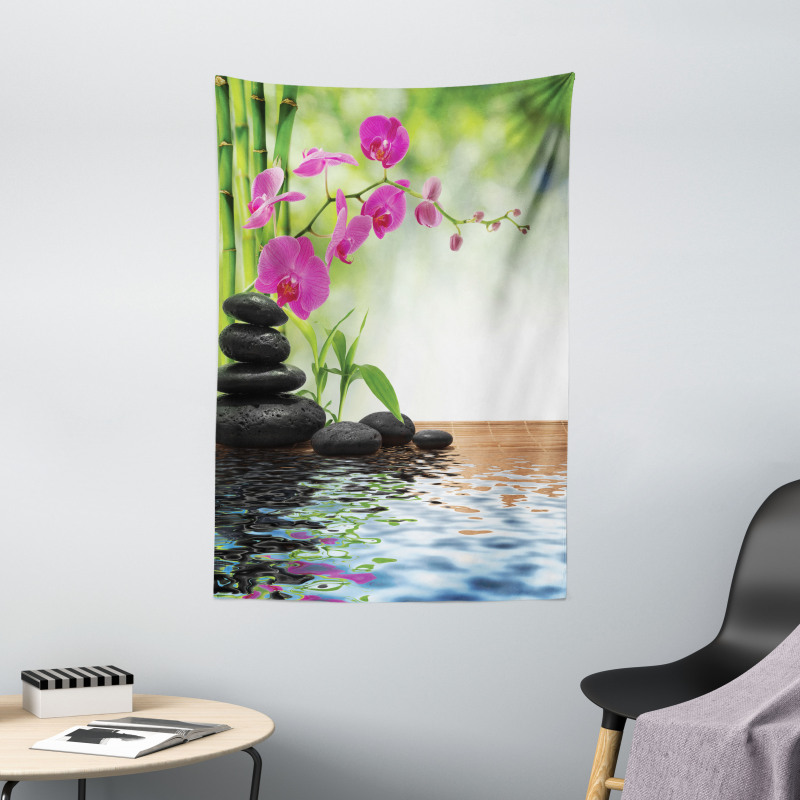 Bamboo Tree Orchid Stones Tapestry