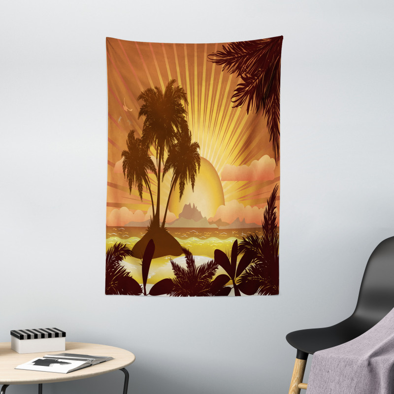 Digital Graphics Sunset Scene Tapestry