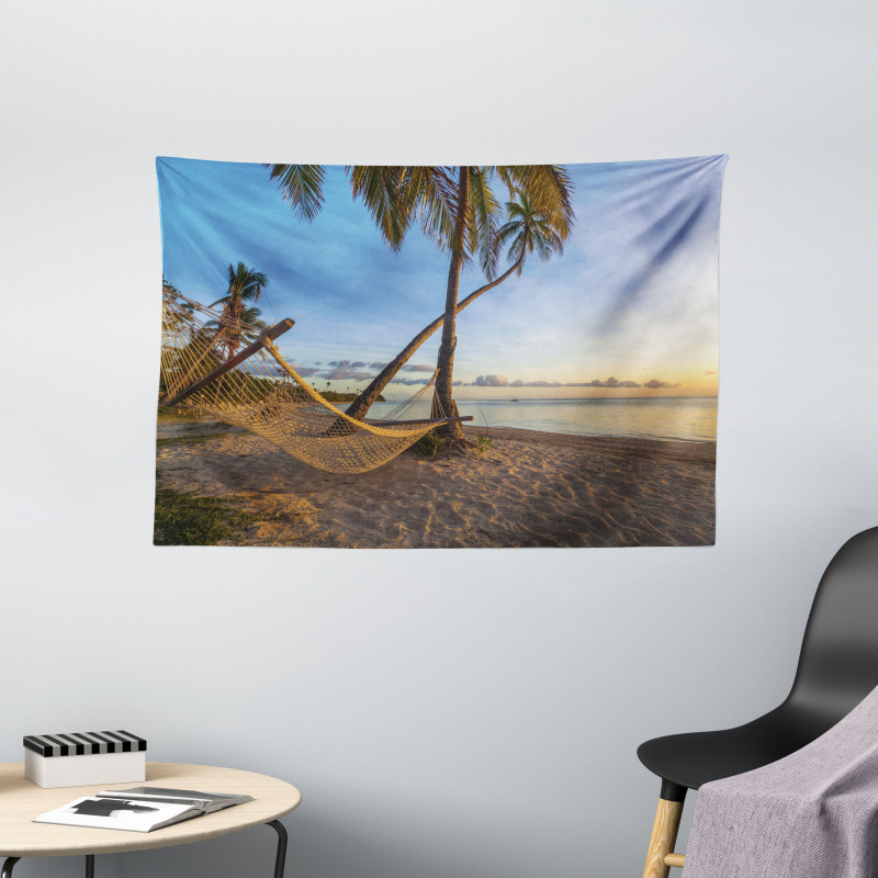 Summer Time Hammock on a Beach Wide Tapestry