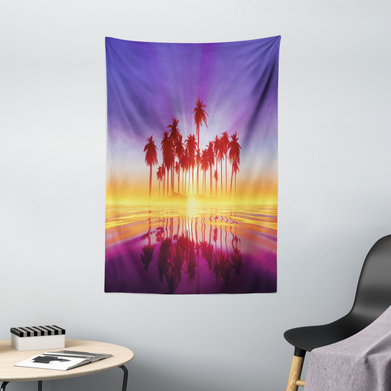 Dramatic Background Palm Trees Tapestry