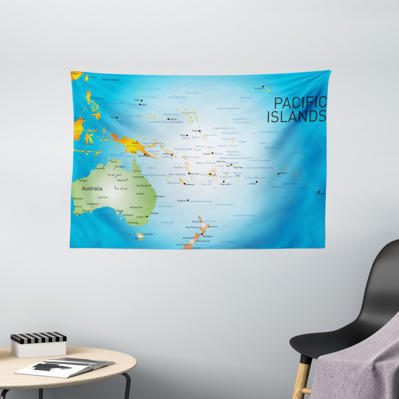 Pacific Islands Informational Wide Tapestry