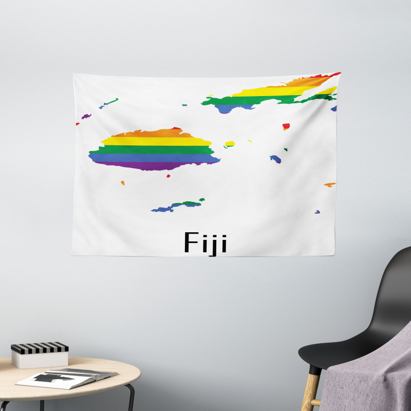 Rainbow Map Design Wording Wide Tapestry