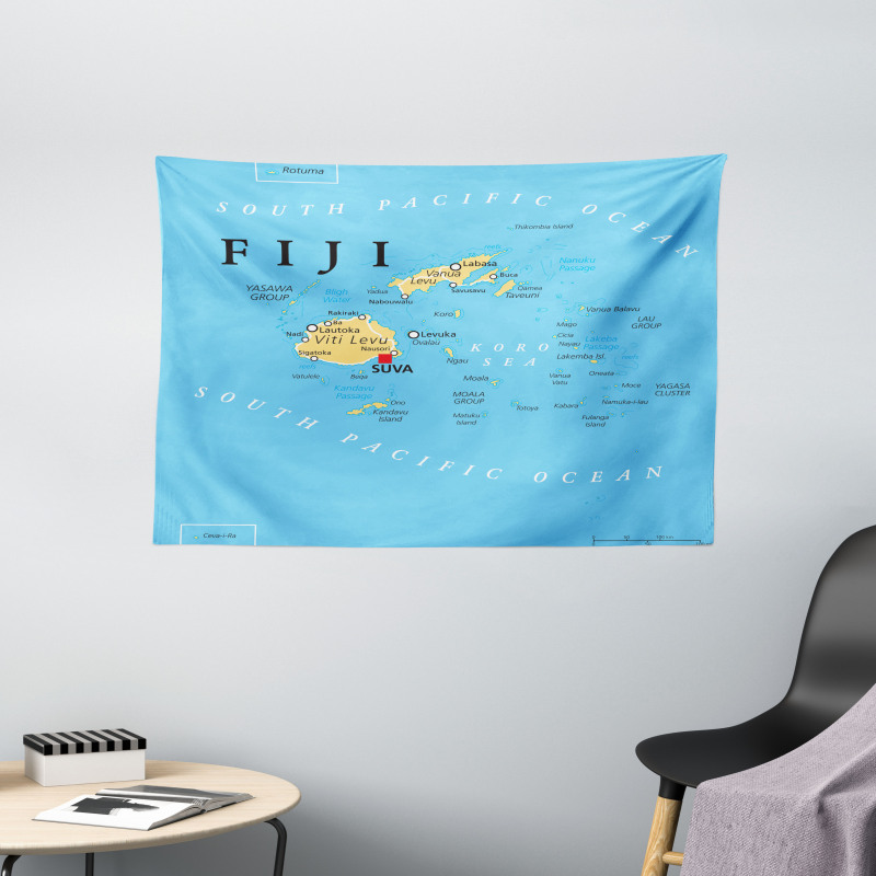 Political Map Capital Suva Wide Tapestry