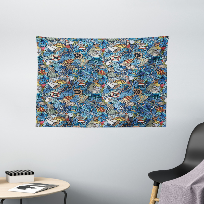 Abstract Sea Shells Wide Tapestry