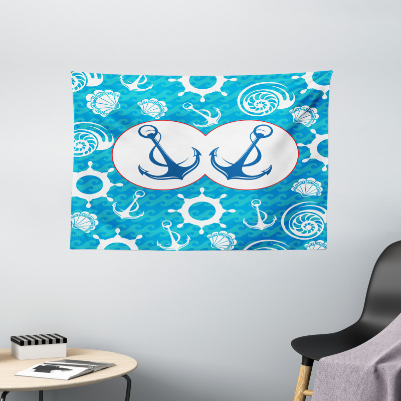 Nostalgia Sailboat Wide Tapestry