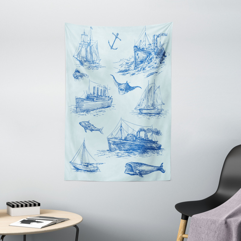 Wildlife Shark Boat Tapestry