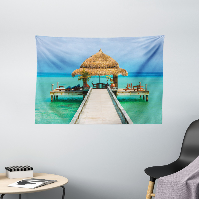 Maldives Beach Relaxation Wide Tapestry